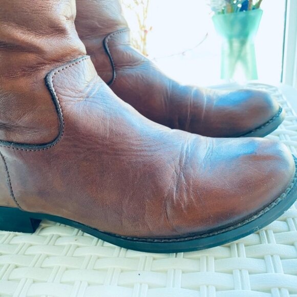 Italian Belted Genuine Leather Brown Riding Boot- Size Euro 37 - Picture 5 of 15